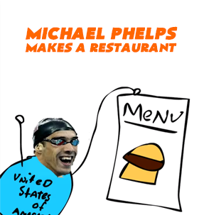 michael phelps pizza and french fries restaurant